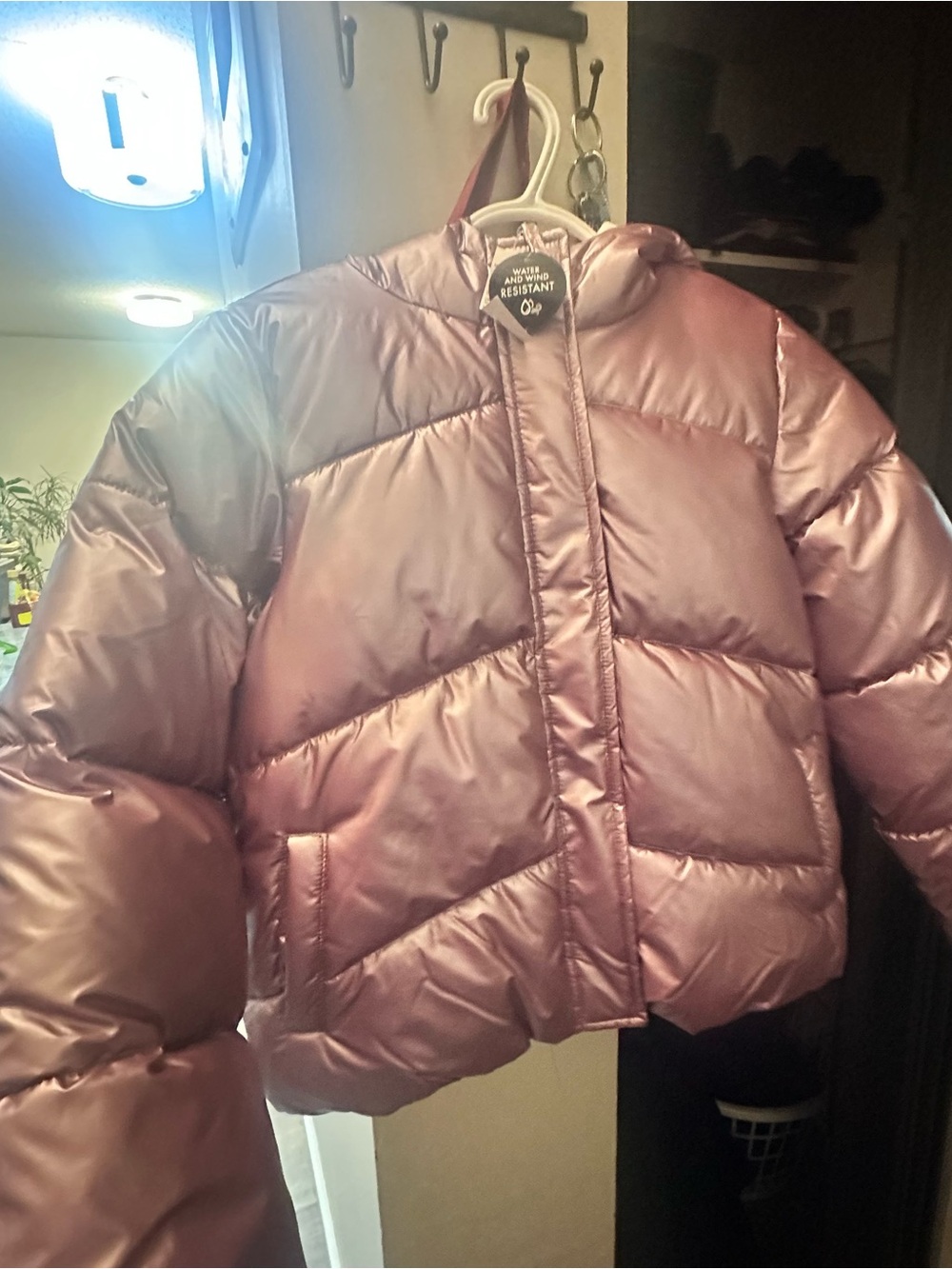 The Children's Place Metallic Pink Hooded Puffer Jacket